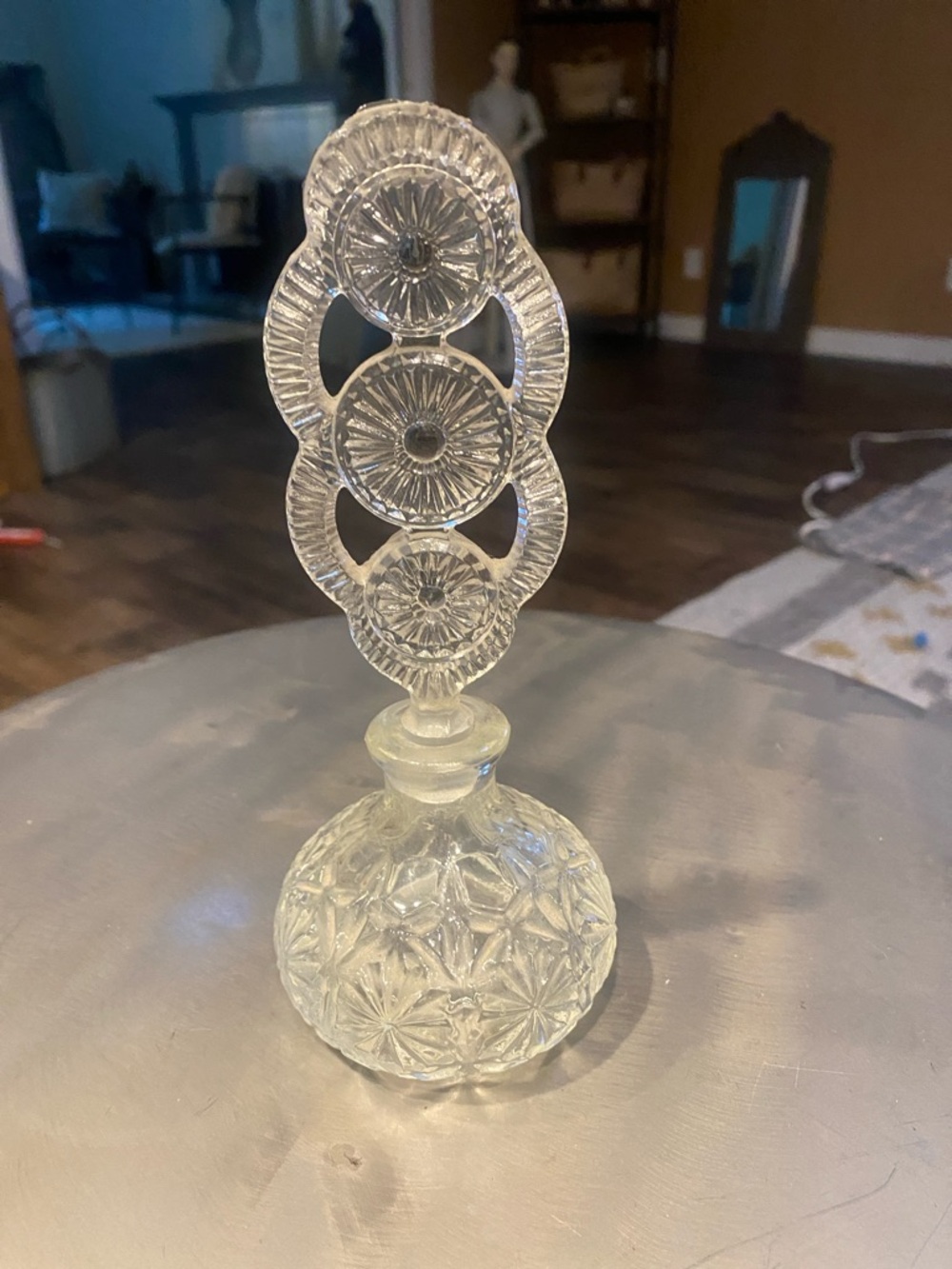 Cut Glass Decorative Perfume Bottle - Clear. Vintage